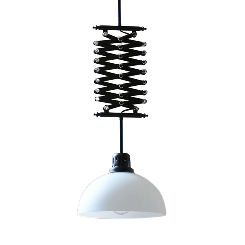 Industrial Style 1 Bulb Metal Dome Ceiling Light - Extendable Pendant for Balcony - Black/White