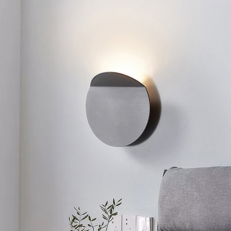 Modern Round Metal Wall Sconce Light - Black/Grey/White Led Corridor Mount