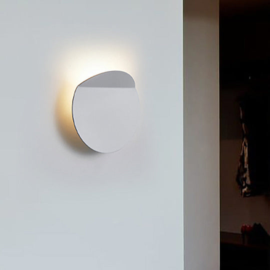 Modern Round Metal Wall Sconce Light - Black/Grey/White Led Corridor Mount