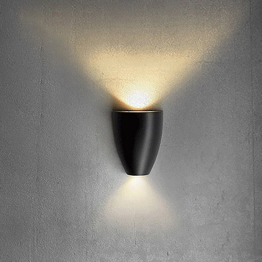 Contemporary Bullet Wall Sconce - Led Up And Downlight For Stairway Modern Metallic Finish In