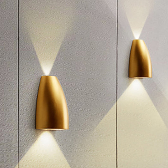 Contemporary Bullet Wall Sconce - Led Up And Downlight For Stairway Modern Metallic Finish In