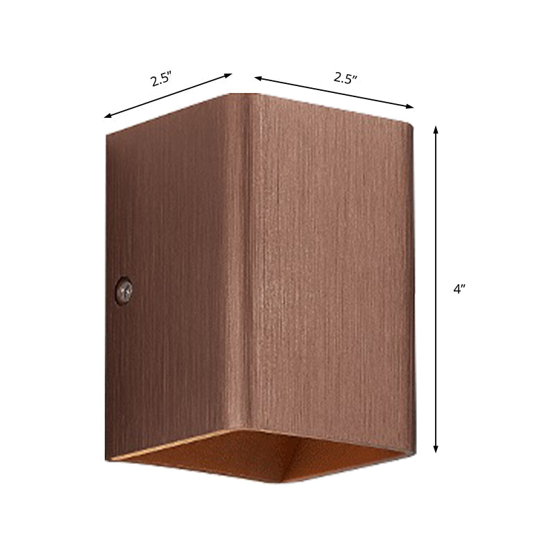 Contemporary Cuboid Metal Led Wall Sconce - Bronze/Gold/White Light For Living Room