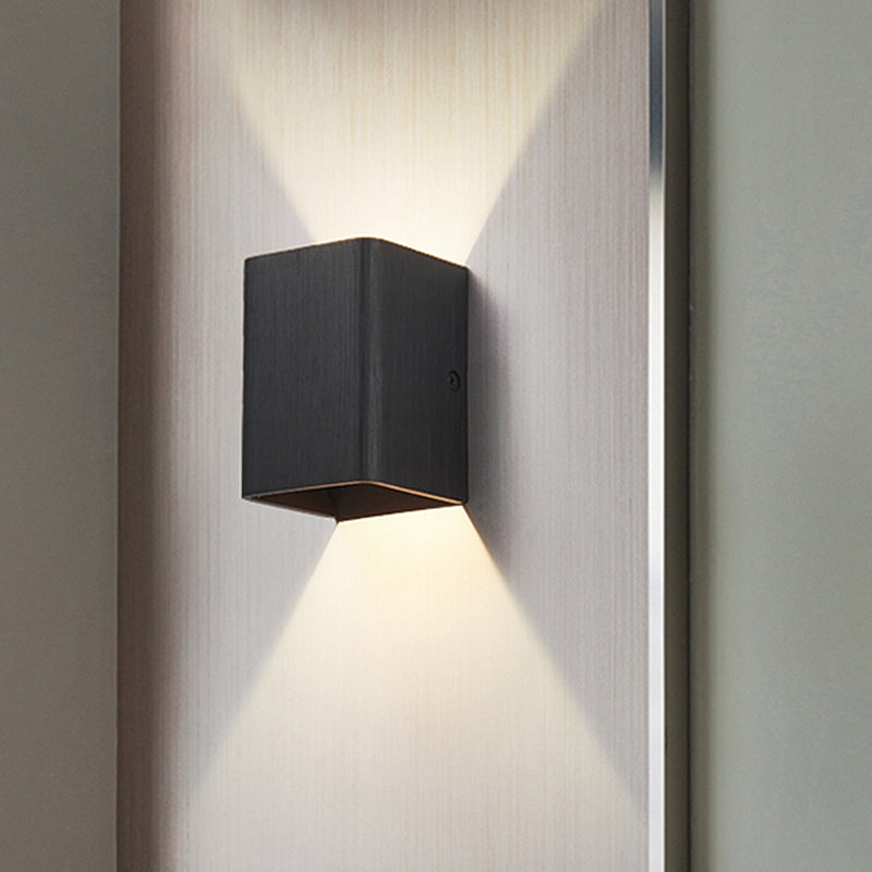 Contemporary Cuboid Metal Led Wall Sconce - Bronze/Gold/White Light For Living Room