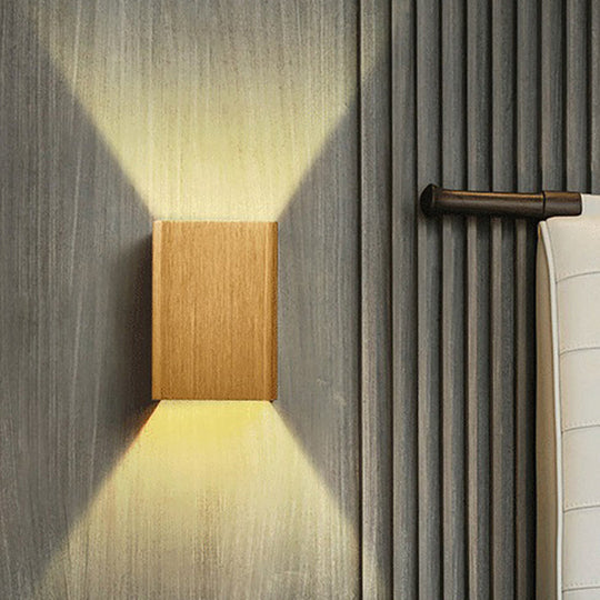 Contemporary Cuboid Metal Led Wall Sconce - Bronze/Gold/White Light For Living Room