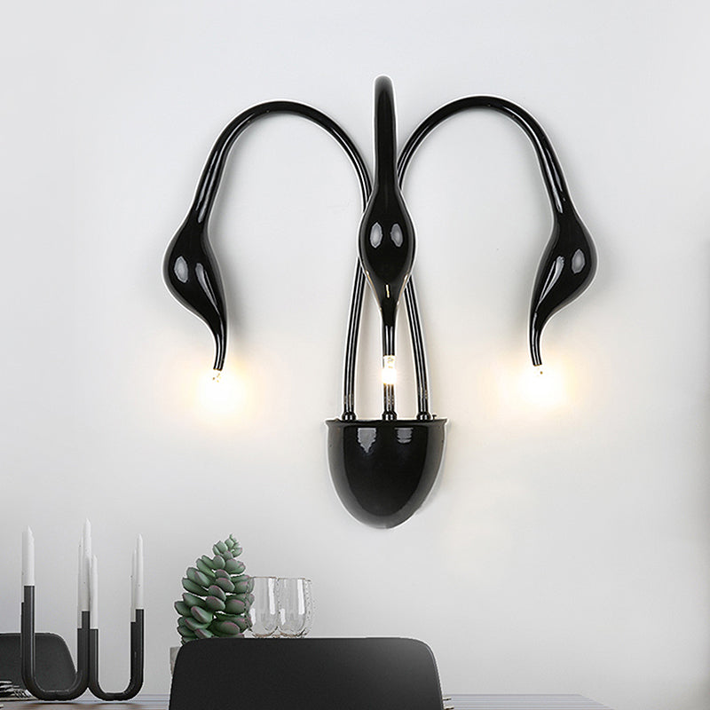 Metal Swan Wall Mount Light Nordic Led Sconce For Living Room (3/5 Lights) - Black/Red/White 3 /