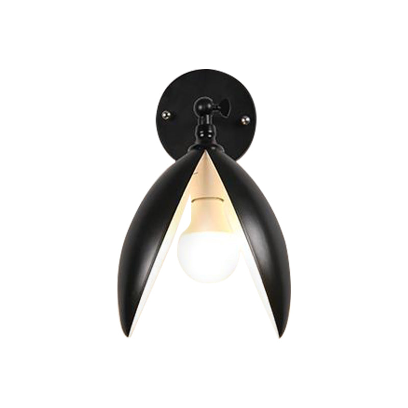 Blooming Bud Wall Light - Modern Metal 1-Light Mounted For Living Room (Black/White)