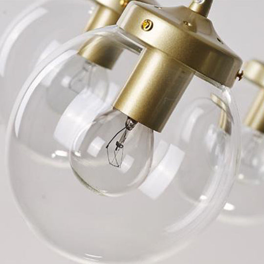 Clear Glass Chandelier Lighting - Globe 6/8 Lights Pendant In Black Ideal For Dining Room