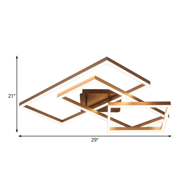 Modern Metal Geometric Semi Flush Light with LED 2/3/4 Lights in Brown, White/Warm Light