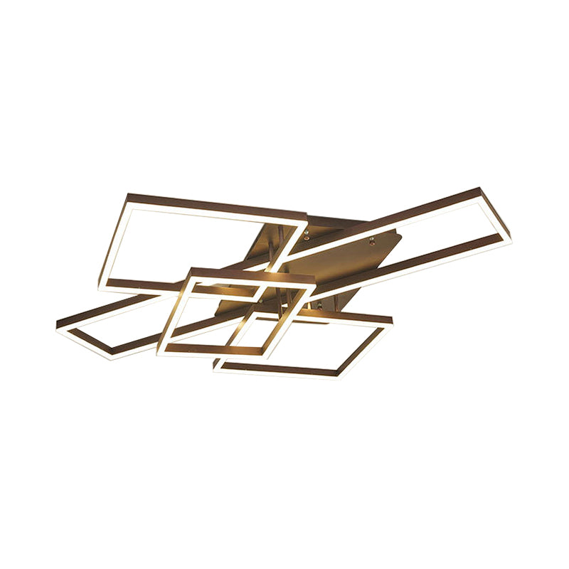 Modern Metal Geometric Semi Flush Light with LED 2/3/4 Lights in Brown, White/Warm Light