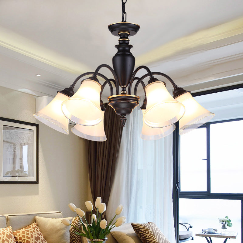 Modern Black Glass Pendant Chandelier With Multiple Light Options For Living Room 6 /