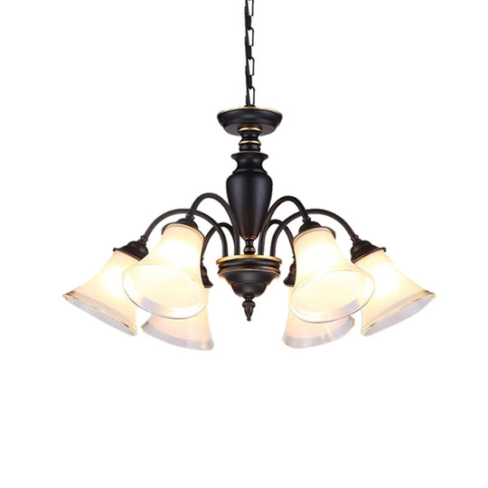 Modern Black Glass Pendant Chandelier With Multiple Light Options For Living Room