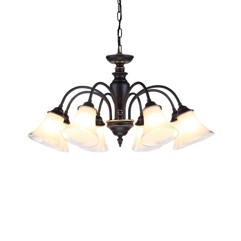 Modern Black Glass Pendant Chandelier With Multiple Light Options For Living Room