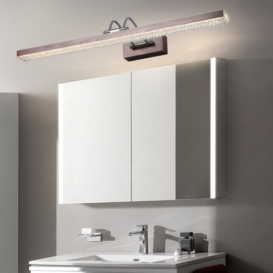 Modern Metal Vanity Wall Sconce With Led Lights - Curved Arm 3 Gears 16.5/28/22.5 Wide In