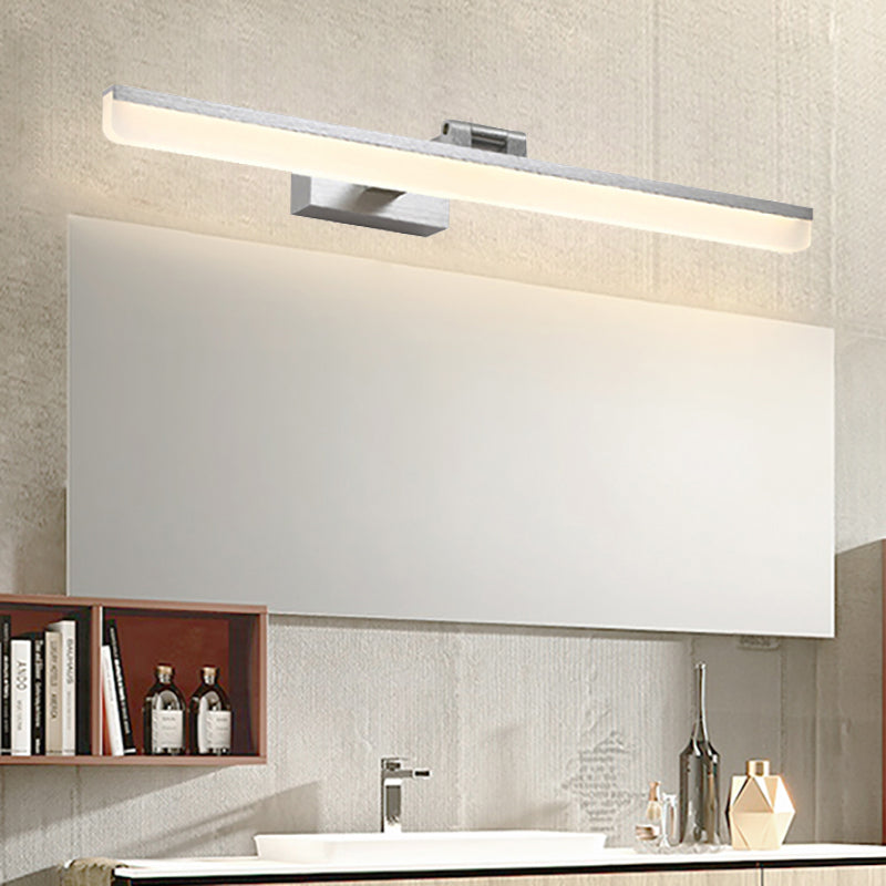 Modern Metal Vanity Wall Sconce With Led Lights - Curved Arm 3 Gears 16.5/28/22.5 Wide In