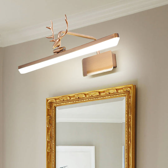 Modern Led Metal Vanity Wall Lamp With Antlers Arm In White/Natural Light - 17/20.5/28 Wide Gold /