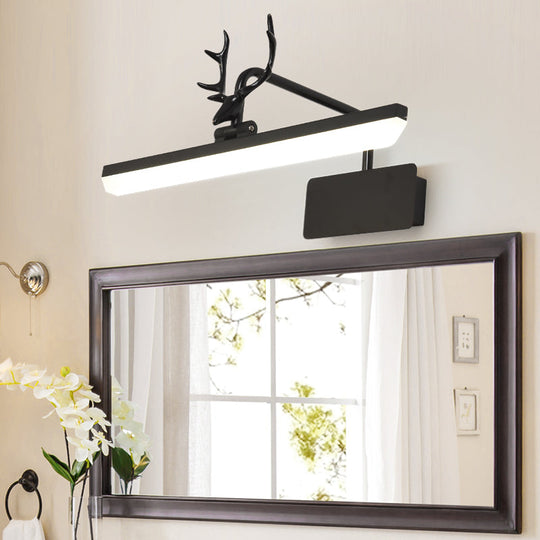 Modern Led Metal Vanity Wall Lamp With Antlers Arm In White/Natural Light - 17/20.5/28 Wide