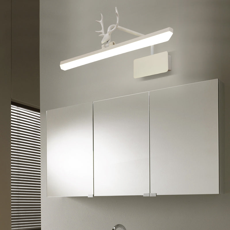 Modern Led Metal Vanity Wall Lamp With Antlers Arm In White/Natural Light - 17/20.5/28 Wide White /