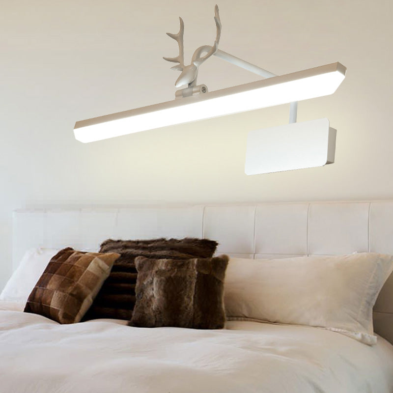 Modern Led Metal Vanity Wall Lamp With Antlers Arm In White/Natural Light - 17/20.5/28 Wide