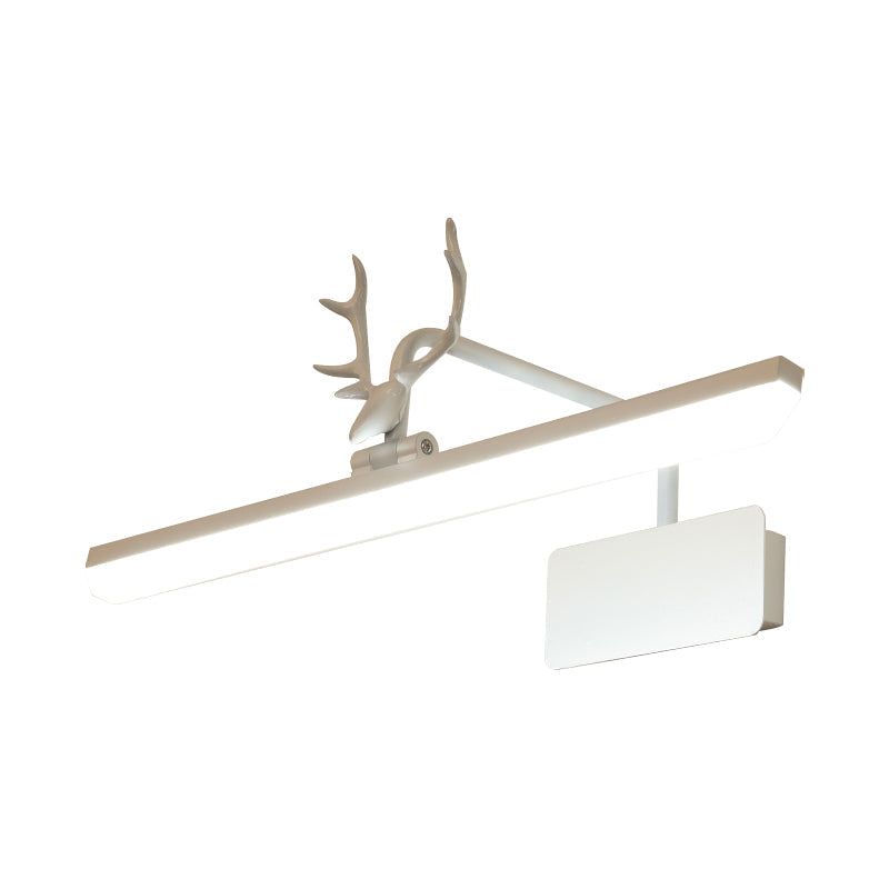 Modern Led Metal Vanity Wall Lamp With Antlers Arm In White/Natural Light - 17/20.5/28 Wide