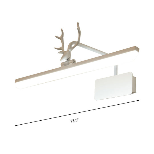 Modern Led Metal Vanity Wall Lamp With Antlers Arm In White/Natural Light - 17/20.5/28 Wide