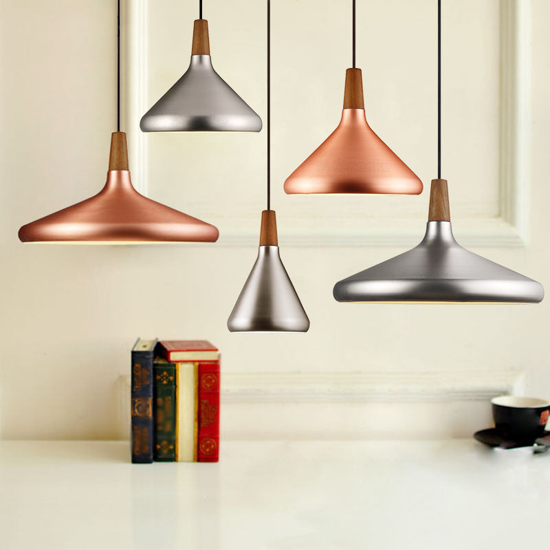 Algenib - Sleek Cone Shade Ceiling Light Simplicity Metallic 1Â Head Dining Room Pendant Light Fixture