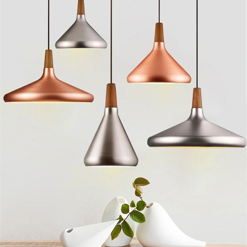 Algenib - Sleek Cone Shade Ceiling Light Simplicity Metallic 1 Head Dining Room Pendant Fixture