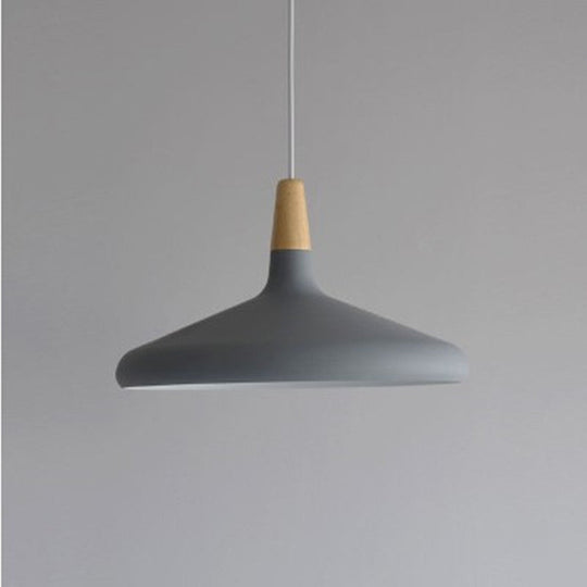 Algenib - Sleek Cone Shade Ceiling Light Simplicity Metallic 1 Head Dining Room Pendant Fixture Grey