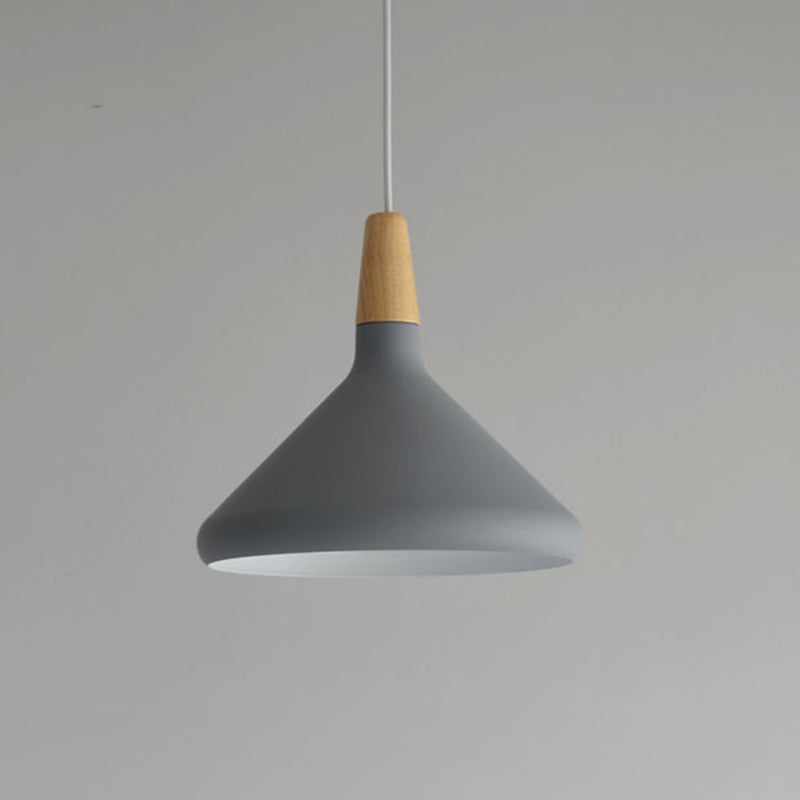 Algenib - Sleek Cone Shade Ceiling Light Simplicity Metallic 1 Head Dining Room Pendant Fixture Grey