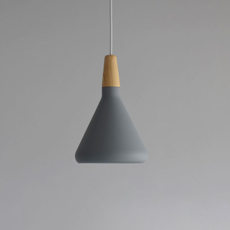 Algenib - Sleek Cone Shade Ceiling Light Simplicity Metallic 1 Head Dining Room Pendant Fixture Grey