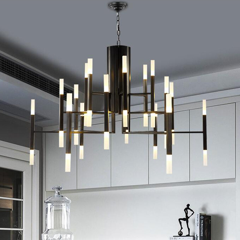 Postmodern Led Chandelier Pendant Light - Tiered Design Metallic Finish 36 Bulb Hanging For Living