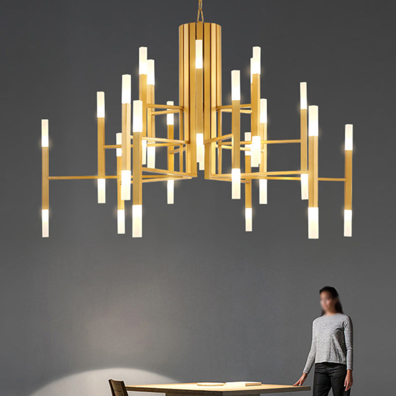 Postmodern Led Chandelier Pendant Light - Tiered Design Metallic Finish 36 Bulb Hanging For Living