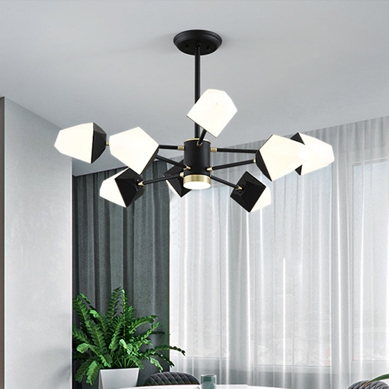 Gemstone-Inspired Led Chandelier For Dining Room - Acrylic Suspension Pendant Light 8 / Black