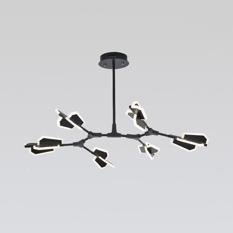 Branch-Shaped Metallic Led Ceiling Chandelier For Postmodern Living Room Lighting 6 / Black