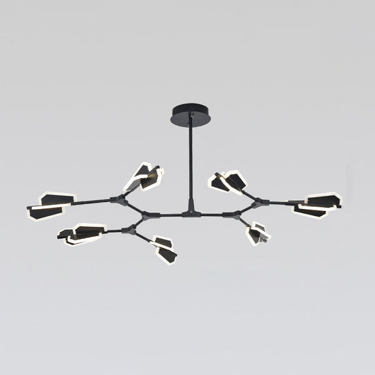 Branch-Shaped Metallic Led Ceiling Chandelier For Postmodern Living Room Lighting 7 / Black