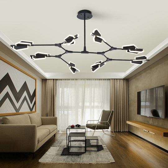 Branch-Shaped Metallic Led Ceiling Chandelier For Postmodern Living Room Lighting 8 / Black