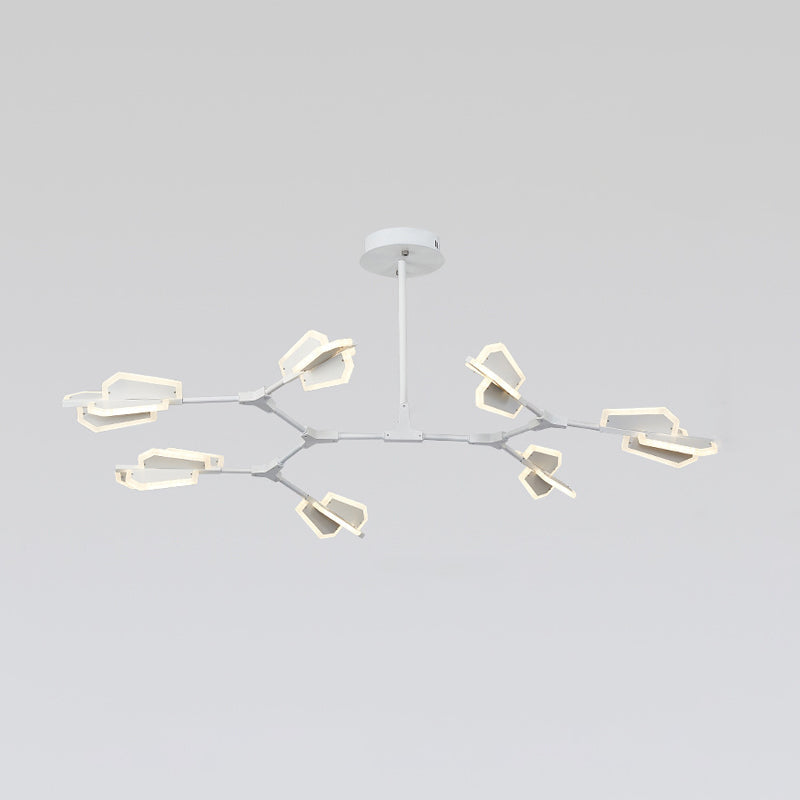 Branch-Shaped Metallic Led Ceiling Chandelier For Postmodern Living Room Lighting 7 / White