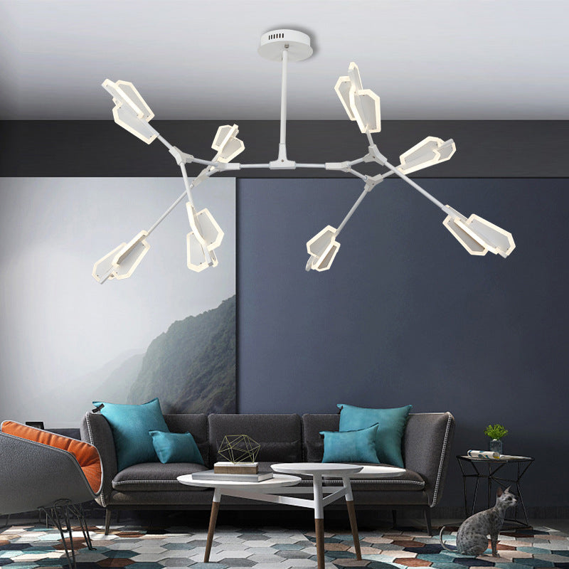 Branch Shaped LED Chandelier Light for Postmodern Metallic Living Room Ceiling Lighting