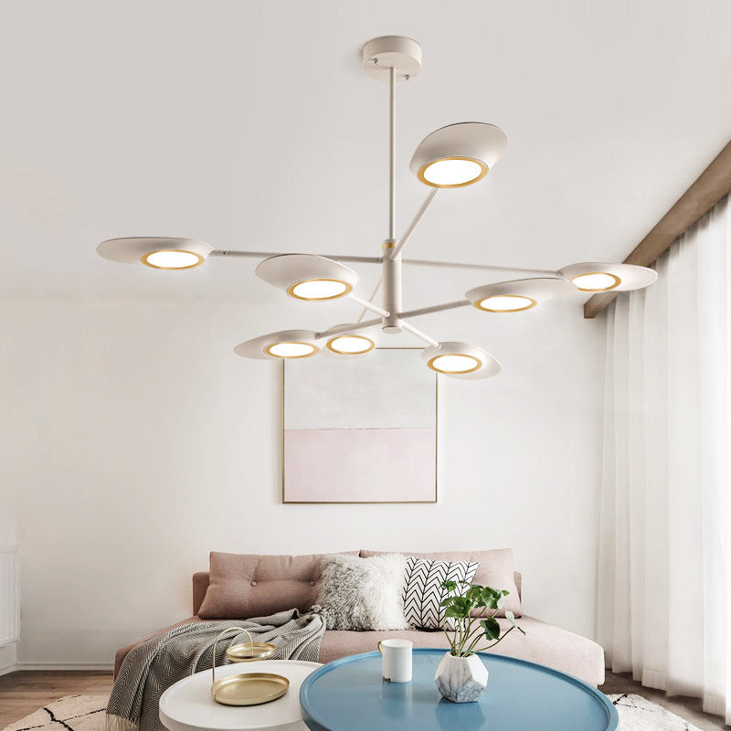 Postmodern Metallic LED Chandelier Pendant Light - Radiant Burst Design for Living Room