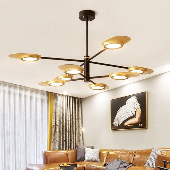 Postmodern Metallic LED Chandelier Pendant Light - Radiant Burst Design for Living Room