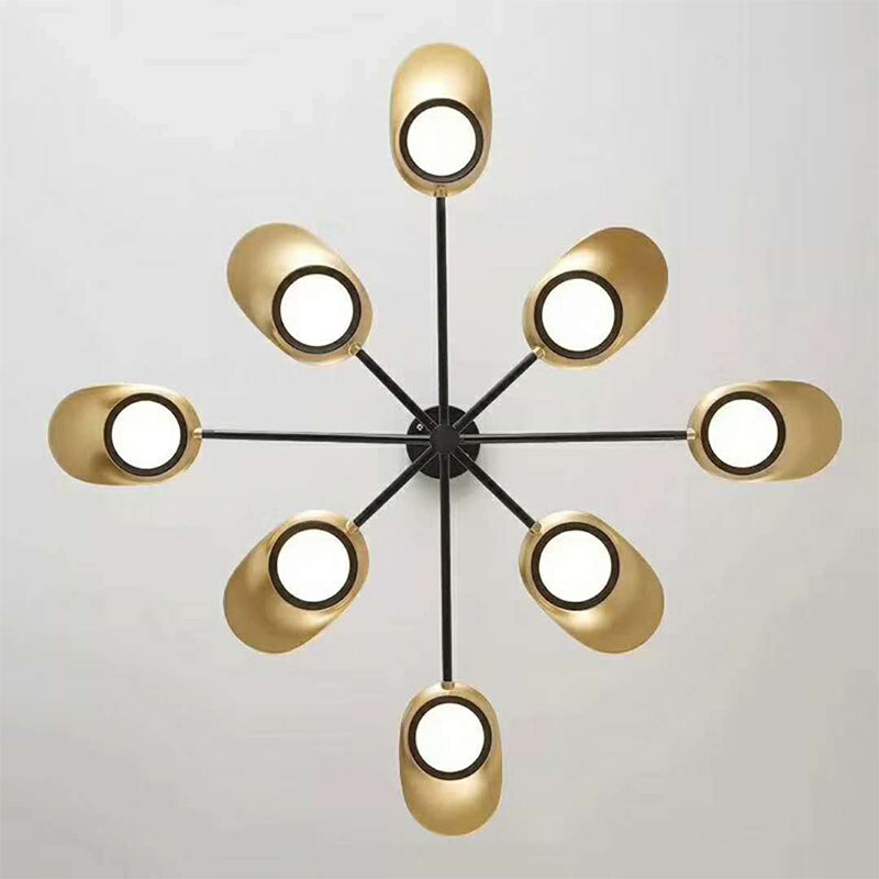 Postmodern Metallic LED Chandelier Pendant Light - Radiant Burst Design for Living Room