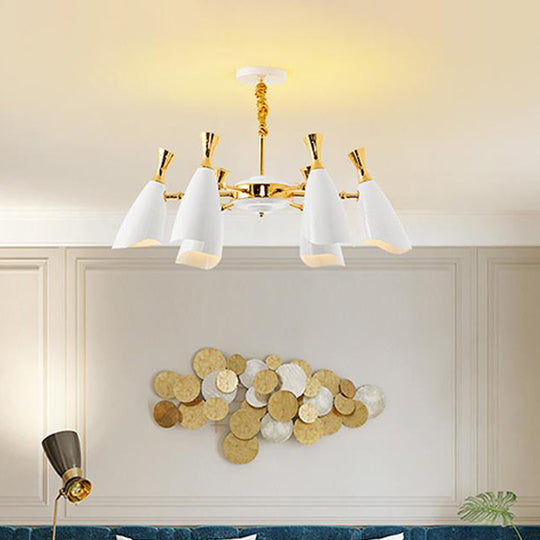 Horn-Shaped LED Suspension Light: Metallic Simplicity Chandelier for Living Room