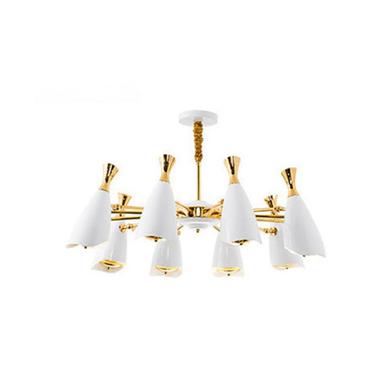 Horn-Shaped LED Suspension Light: Metallic Simplicity Chandelier for Living Room