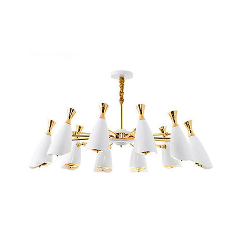 Horn-Shaped LED Suspension Light: Metallic Simplicity Chandelier for Living Room