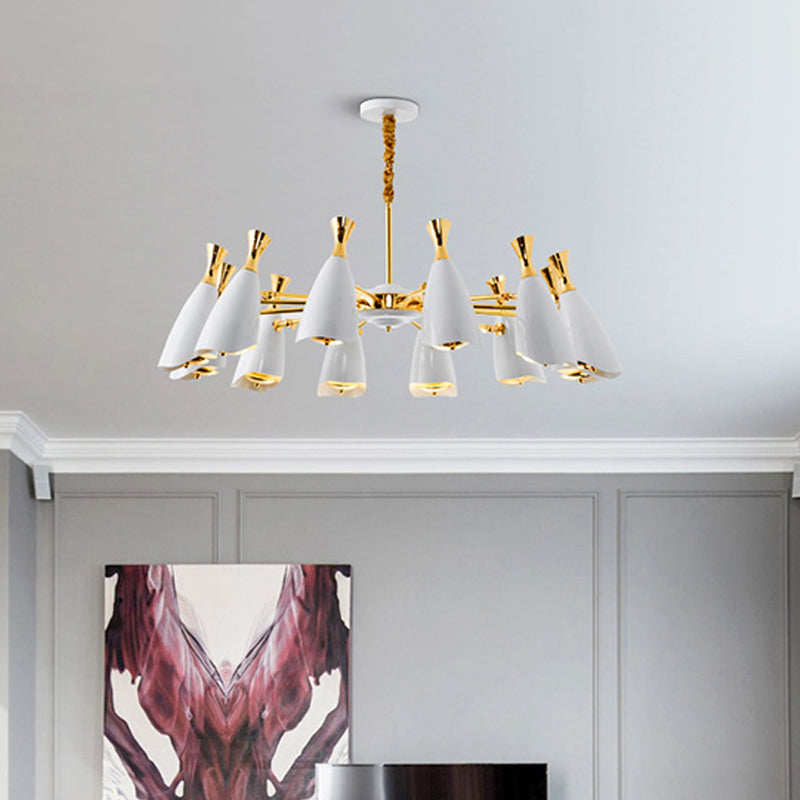 Horn-Shaped LED Suspension Light: Metallic Simplicity Chandelier for Living Room