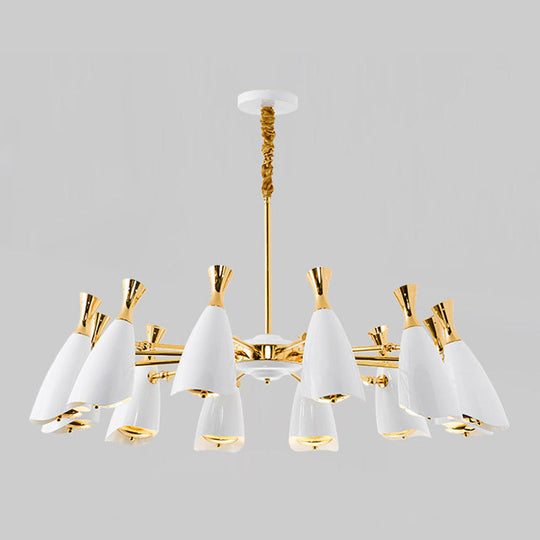 Horn-Shaped LED Suspension Light: Metallic Simplicity Chandelier for Living Room