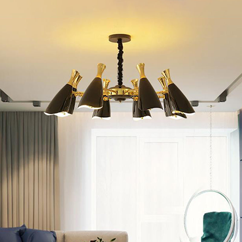 Horn-Shaped LED Suspension Light: Metallic Simplicity Chandelier for Living Room