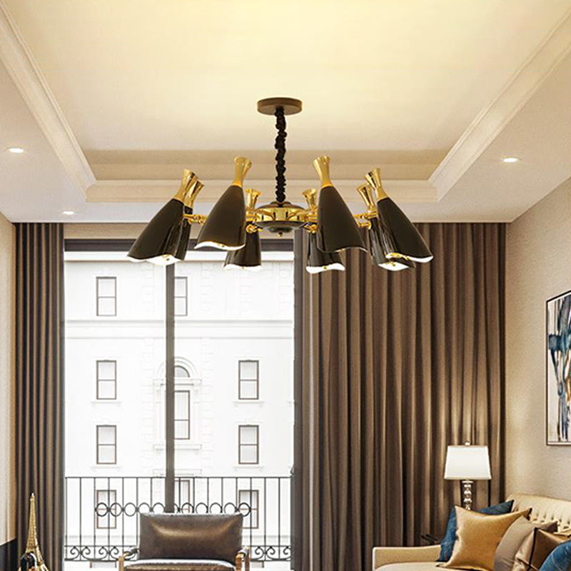 Sleek Metallic Led Chandelier For Modern Living Room Décor