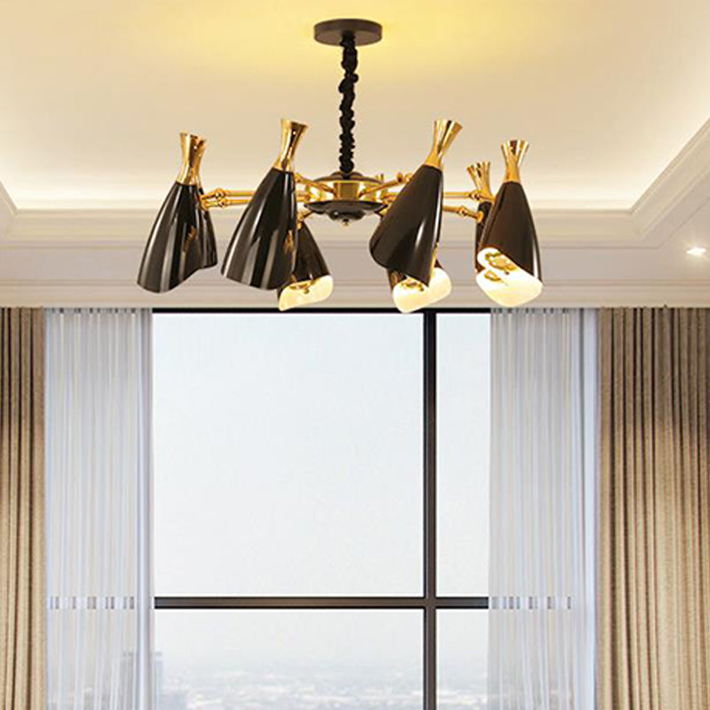 Horn-Shaped LED Suspension Light: Metallic Simplicity Chandelier for Living Room