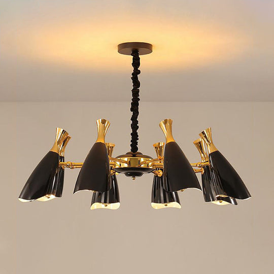 Horn-Shaped LED Suspension Light: Metallic Simplicity Chandelier for Living Room