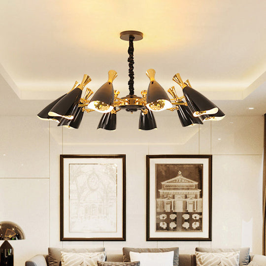 Horn-Shaped LED Suspension Light: Metallic Simplicity Chandelier for Living Room